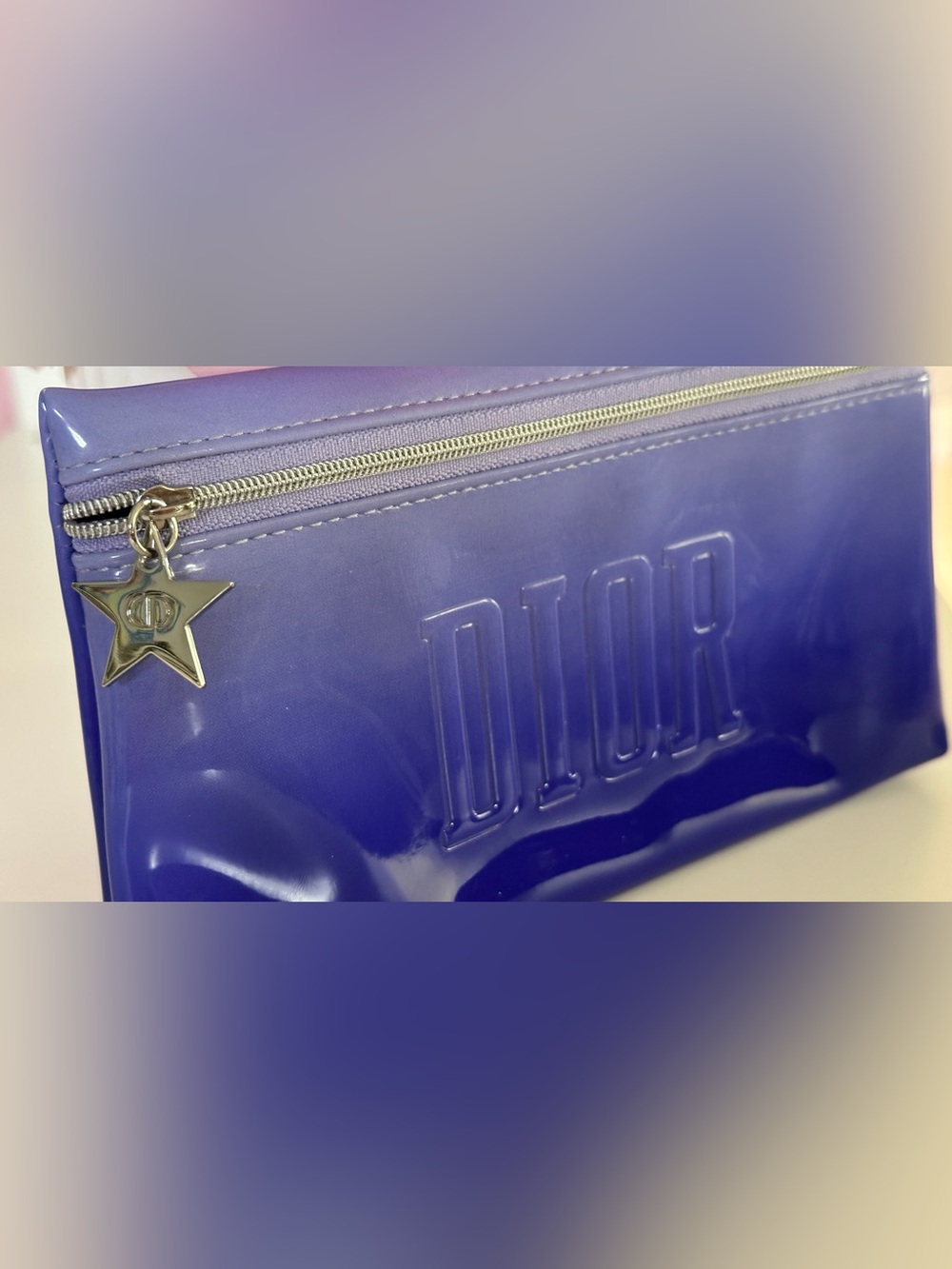 Christian Dior blue ombre makeup bag